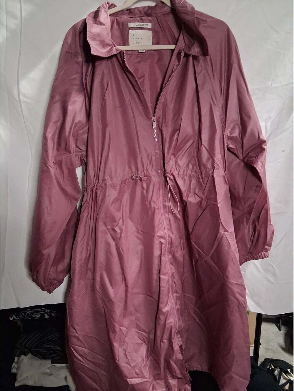 Womens A New Day Mauve Purple Raincoat Full Zip Long Sleeve Polyester Size L
